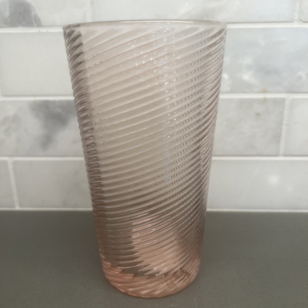 NEW Threshold Ribbed Swirl Pink Glass Tumbler Tumblers Drinking Glass